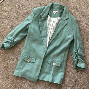 Women's Linen Blend Green Blazer